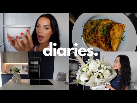 new apartment tour, hosting girls nights & food shopping | moving diaries